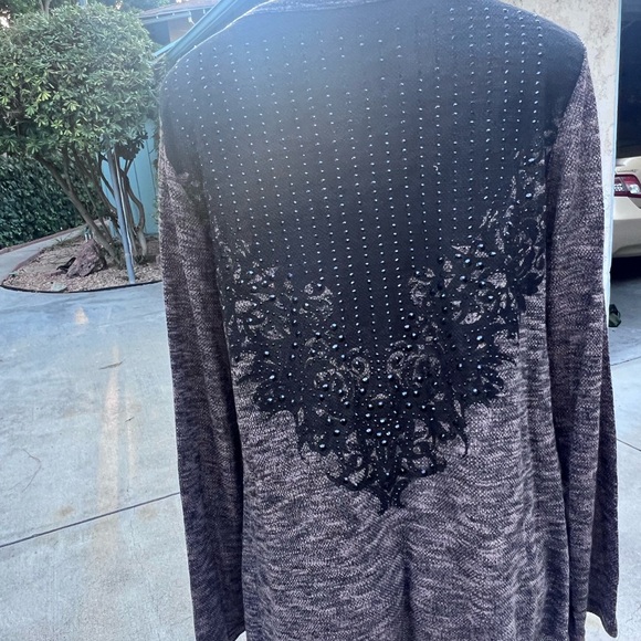 Vocal Black and Gray Embellished Blouse - Picture 2 of 4
